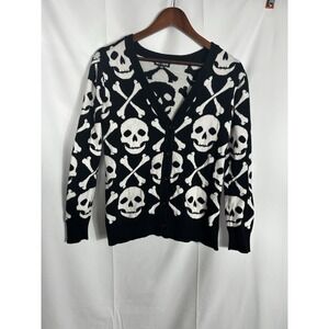 Hot Topic Womens Sweater Cardigan Skull Indie Scene Emo Mall Goth Spooky Size S